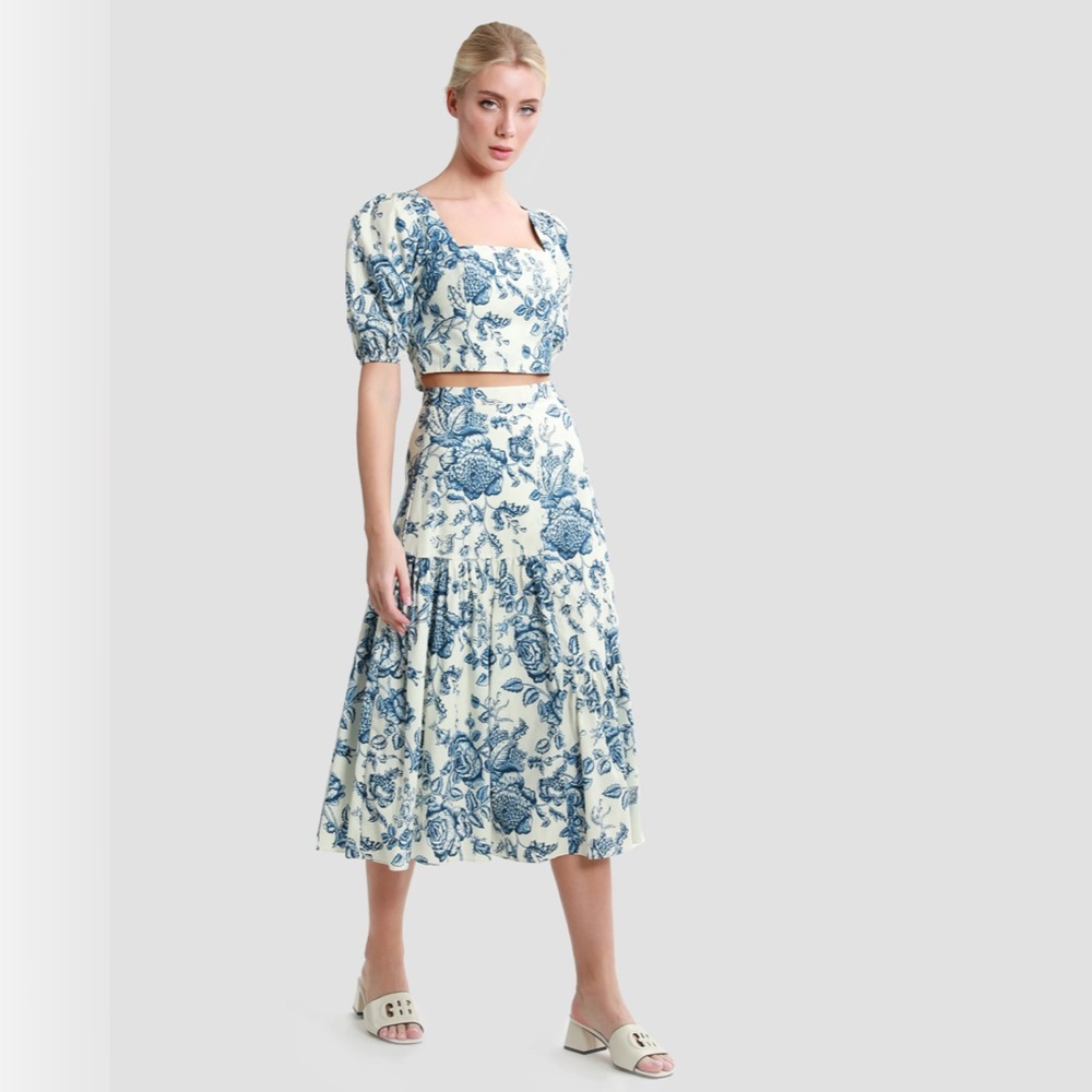 Gianfranco FERRE Floral-Print Tiered Midi Skirt